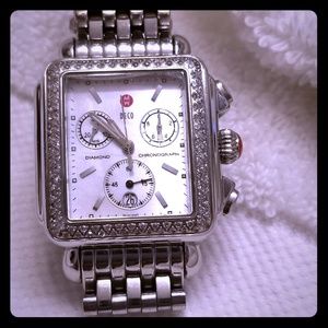 Michele "Deco" Watch Diamond Face Silver Band
